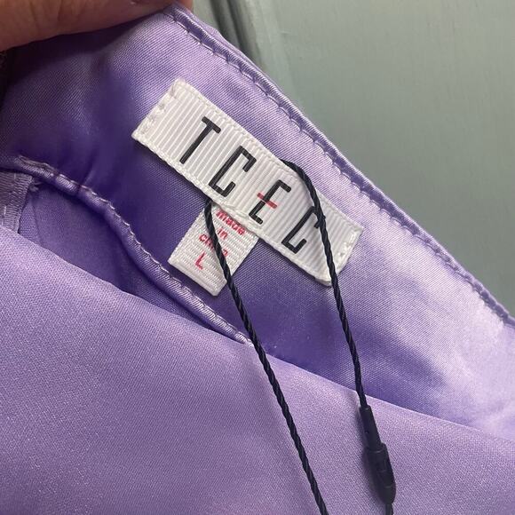 TCEC New Purple Lavender Spring Shorts Size Large Chiffon Overlay - Picture 4 of 5